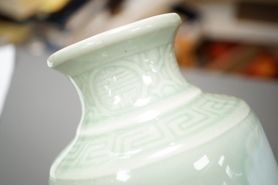 A Chinese celadon glazed landscape vase, 19th century